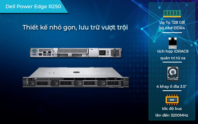 Máy chủ Dell PowerEdge R250 tối ưu hiệu suất cho hệ thống
