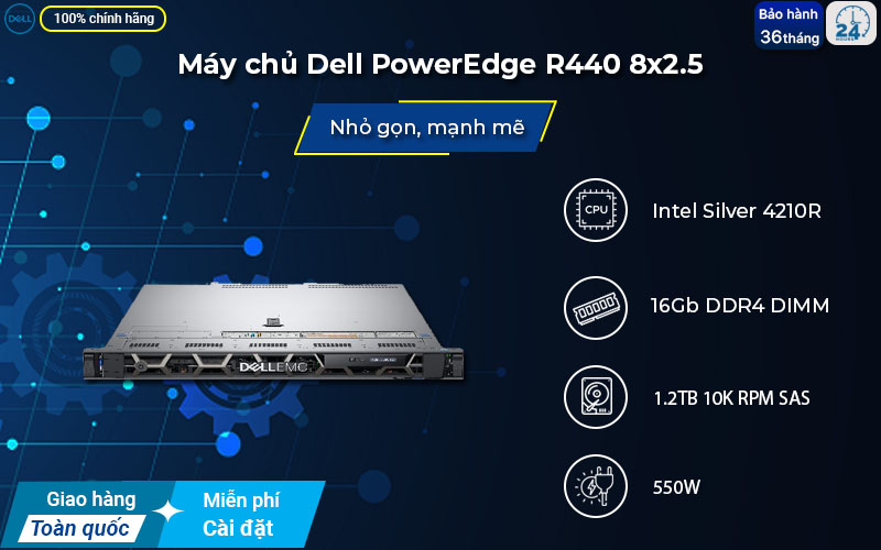 Máy chủ Dell EMC PowerEdge R440 mang lại hiệu suất vượt trội
