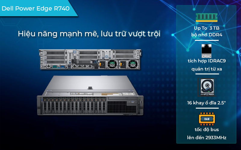 Máy chủ Dell PowerEdge R740 tối ưu hoá hiệu suất