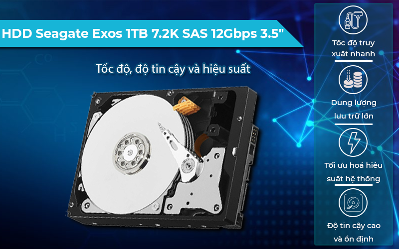 Ổ cứng HDD Seagate Exos 1TB 7.2K SAS 12Gbps 3.5" độ bền cao
