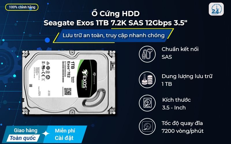 Ổ cứng HDD Seagate Exos 1TB 7.2K SAS 12Gbps 3.5"