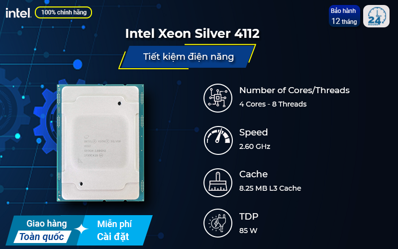 Intel Xeon Silver 4112 tiết kiệm điện năng