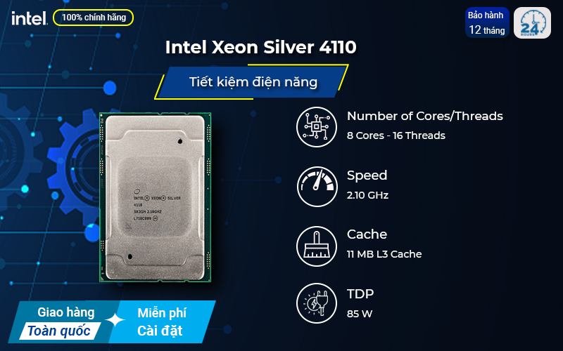 CPU Intel Xeon Silver 4110 - tiết kiệm điện năng