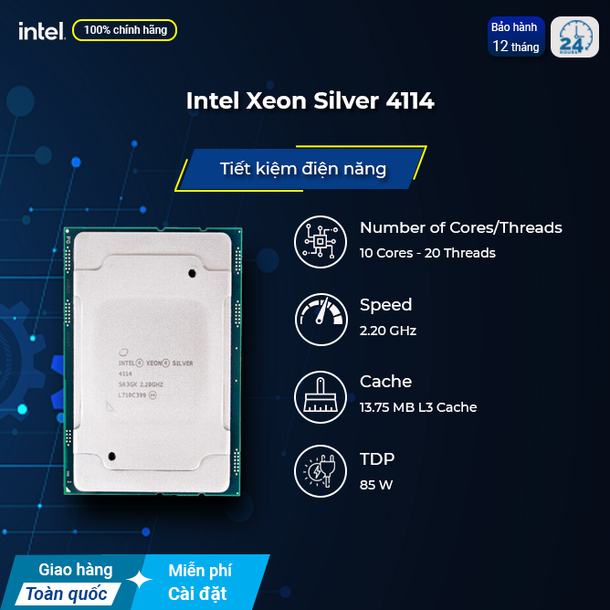 CPU Intel Xeon Silver 4114 - tiết kiệm điện năng