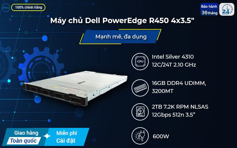 Máy chủ Dell PowerEdge R450 giải pháp quản lý và bảo mật hiệu quả