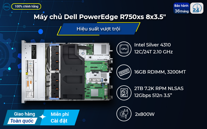 Máy chủ Dell PowerEdge R750xs tối ưu hiệu suất cho hệ thống