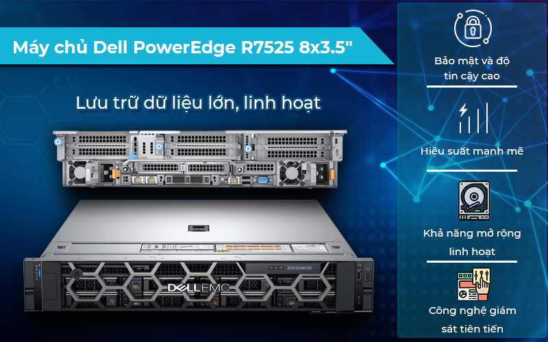 Thiết bị Máy chủ Dell PowerEdge R7525 8x3.5”