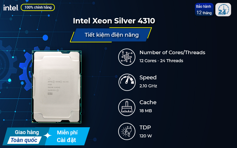 CPU Intel Xeon Silver 4310 tiết kiệm điện năng