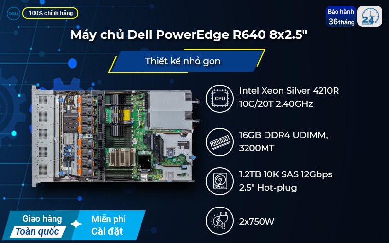 Máy chủ Dell PowerEdge R640 tối ưu hiệu suất cho hệ thống