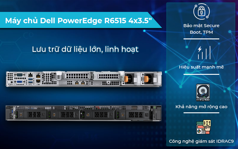 Máy chủ Dell PowerEdge R6515 4x3.5” tối ưu hiệu suất cho hệ thống