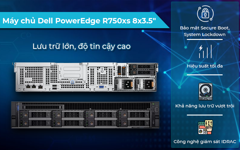 Thiết bị máy chủ Máy chủ Dell PowerEdge R750xs 8x3.5”
