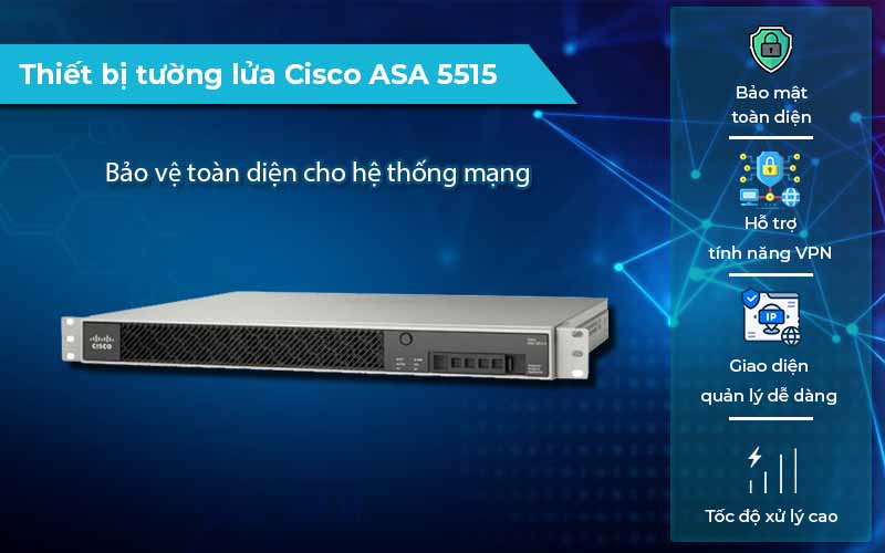 Thiết bị tường lửa Cisco ASA 5515 hiệu suất cao