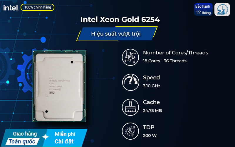 CPU Intel Xeon Gold 6254 - hiệu suất vượt trội