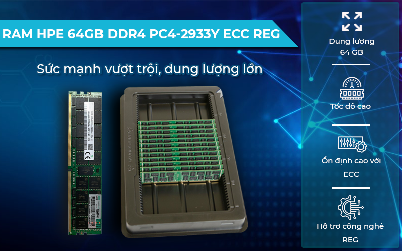 RAM HPE 32GB RDIMM DDR4 PC4-2933Y ECC REG có thể tự kiểm tra và xử lý lỗi