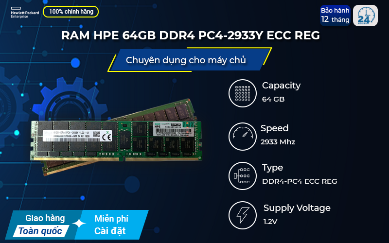 RAM HPE 32GB RDIMM DDR4 PC4-2933Y ECC REG tiết kiệm điện năng