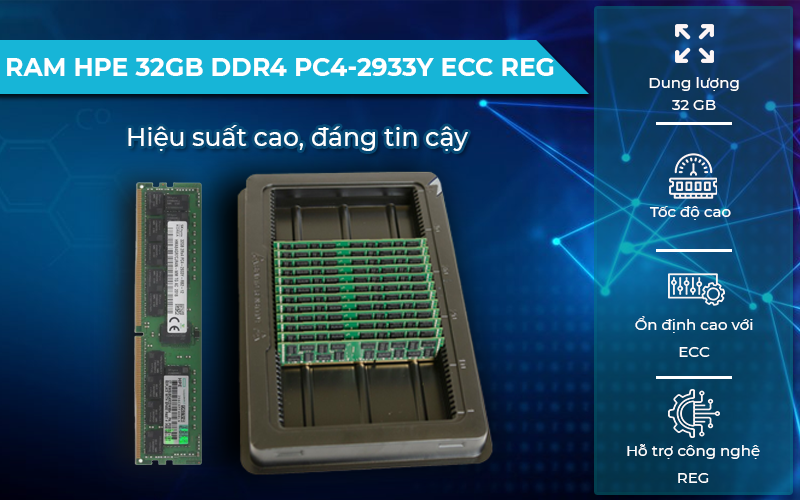RAM HPE 32GB RDIMM DDR4 PC4-2933Y ECC REG có thể tự kiểm tra và xử lý lỗi