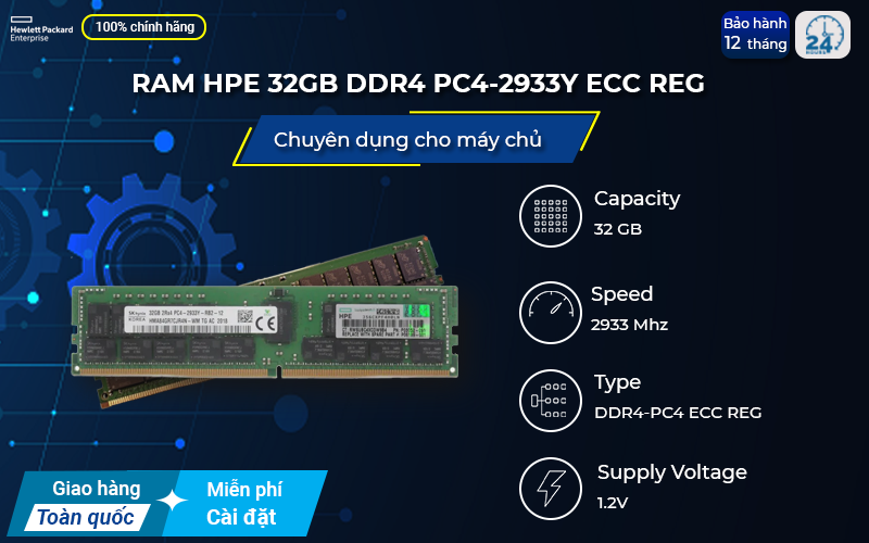 RAM HPE 32GB RDIMM DDR4 PC4-2933Y ECC REG tiết kiệm điện năng