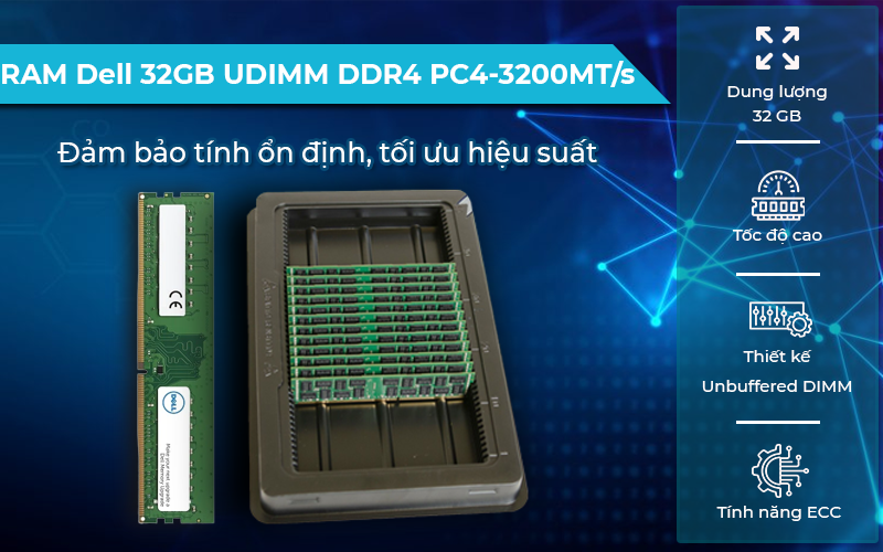 SNPDW0WKC/32G - Dell Compatible 32gb PC4-25600 DDR4-3200MHz 2Rx8 1.2V ECC UDIMM