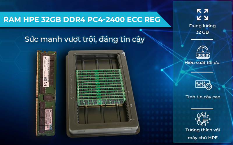 RAM HPE 32GB DDR4 PC4-2400 ECC REG có thể tự kiểm tra và xử lý lỗi