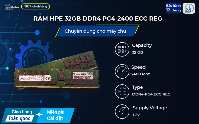 RAM HPE 32GB RDIMM DDR4 PC4-2400 ECC REG tiết kiệm điện năng