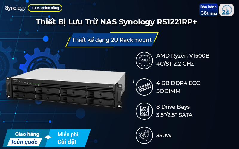 Thiết Bị Lưu Trữ NAS Synology RS1221RP+ thiết kế nhỏ gọn Thiết Bị Lưu Trữ NAS Synology RS1221RP+ thiết kế nhỏ gọn