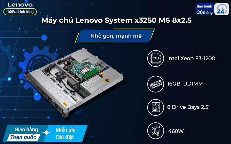 Máy chủ Lenovo System x3250 M6 8x2.5 Rack dual-socket