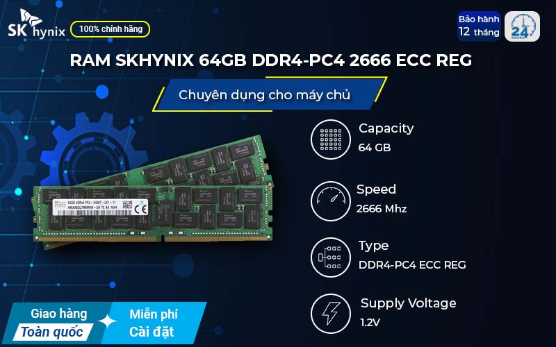 RAM SK Hynix 64GB DDR4 PC4-2666 ECC REG tiết kiệm điện năng