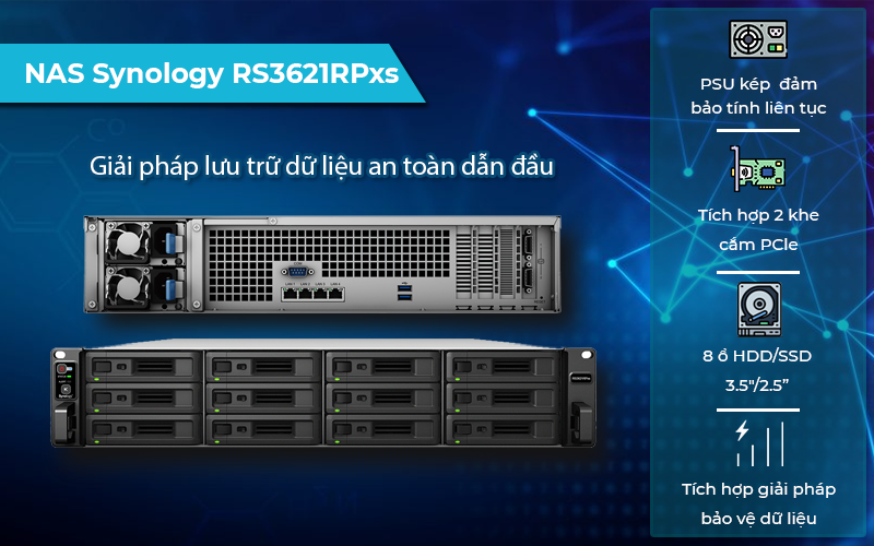 Thiết Bị Lưu Trữ NAS Synology RS3621RPxs Hyper Backup