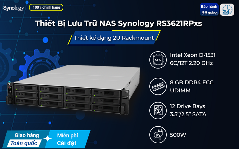 Thiết Bị Lưu Trữ NAS Synology RS3621RPxs