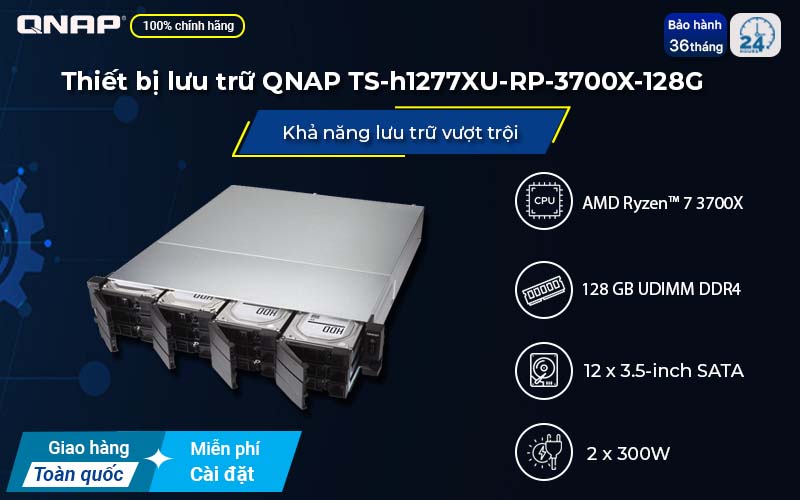 Thiết bị lưu trữ QNAP TS-h1277XU-RP-3700X-128G tiết kiệm điện năng