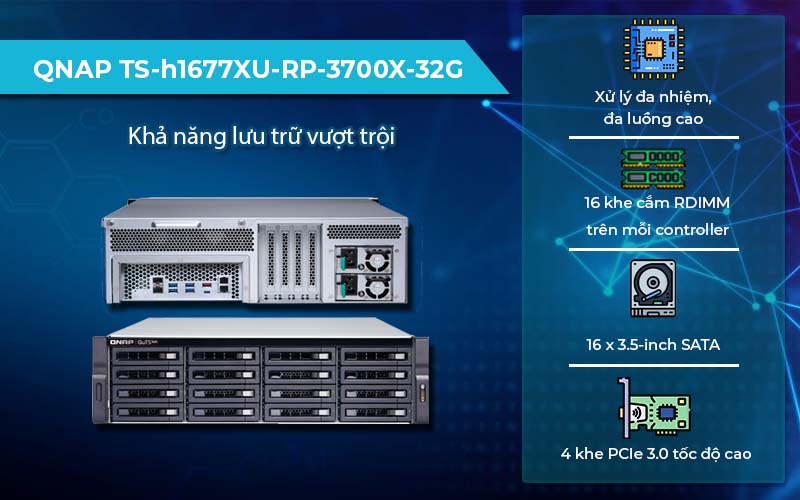   Thiết bị lưu trữ QNAP TS-h1677XU-RP-3700X-32G