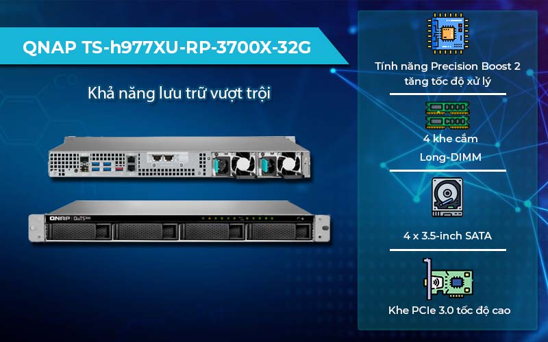 Thiết bị lưu trữ QNAP TS-h977XU-RP-3700X-32G tối ưu băng thông