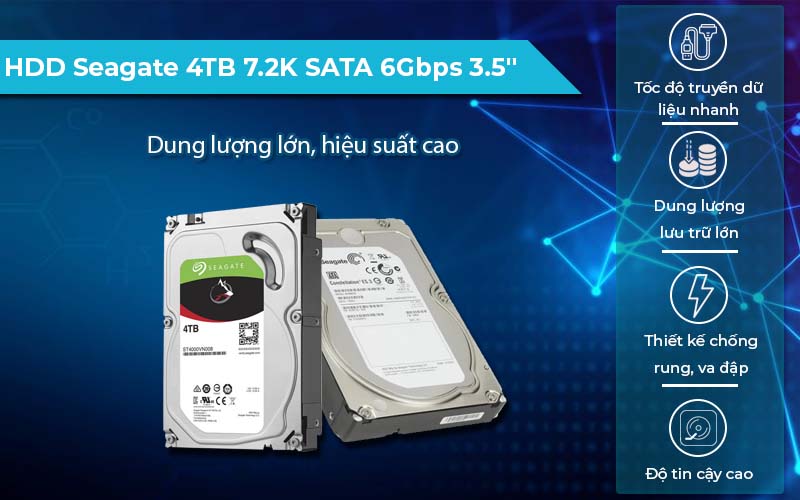 Ổ cứng HDD Seagate 4TB 7.2K SATA 6Gbps 3.5" độ bền cao