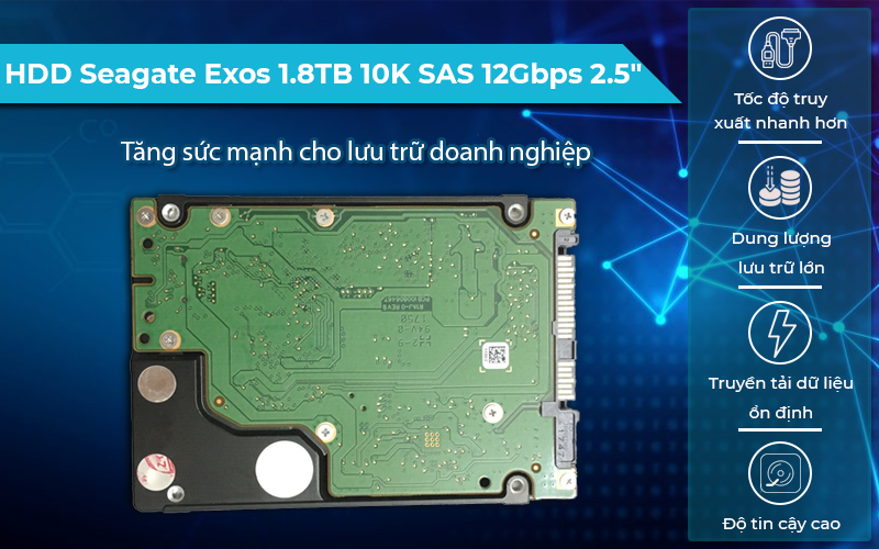 Ổ cứng HDD Seagate Exos 1.8TB 10K SAS 12Gbps 2.5" có tốc độ đọc ghi tốt