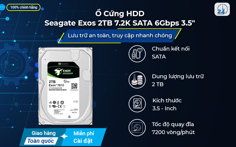 Ổ cứng HDD Seagate Exos 2TB 7.2K SATA 6Gbps 3.5"