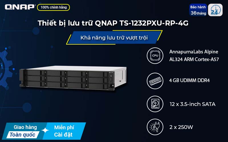 Thiết bị lưu trữ QNAP TS-1232PXU-RP-4G hiệu suất cao hơn với SSD