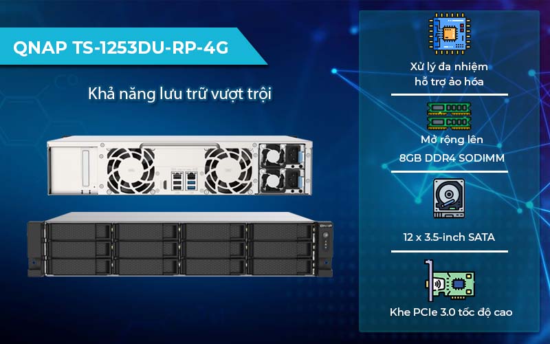 Thiết bị lưu trữ QNAP TS-1253DU-RP-4G tính năng đa dạng