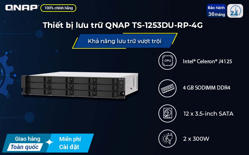 Thiết bị lưu trữ QNAP TS-1253DU-RP-4G hiệu năng vượt trội
