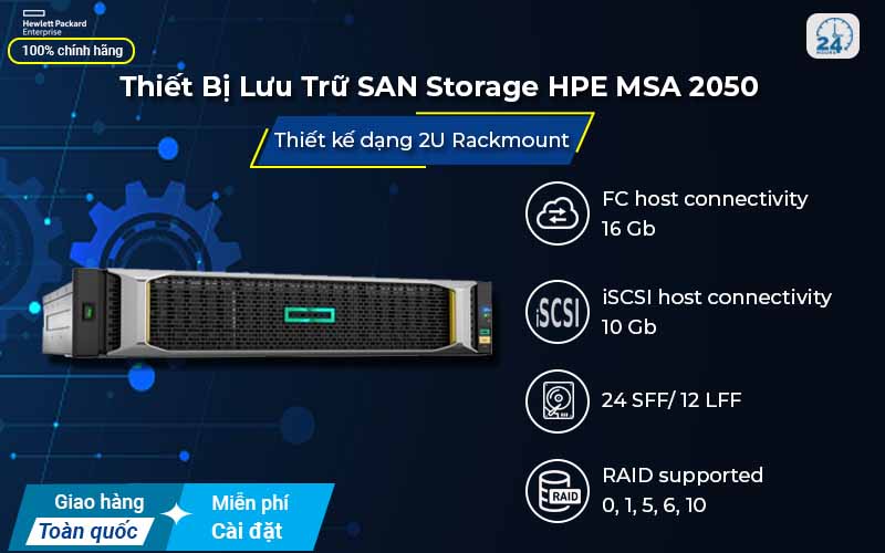 Thiết bị lưu trữ SAN Storage HPE MSA 2050 bảo vệ dữ liệu an toàn 