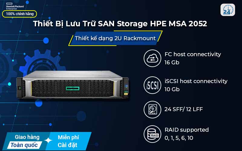 Thiết bị lưu trữ SAN Storage HPE MSA 2052 bảo vệ dữ liệu an toàn 