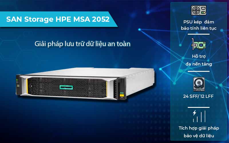 Thiết bị lưu trữ SAN Storage HPE MSA 2052 thiết kế nhỏ gọn