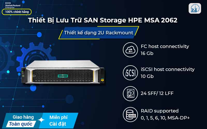 Thiết bị lưu trữ SAN Storage HPE MSA 2062 bảo vệ dữ liệu an toàn 