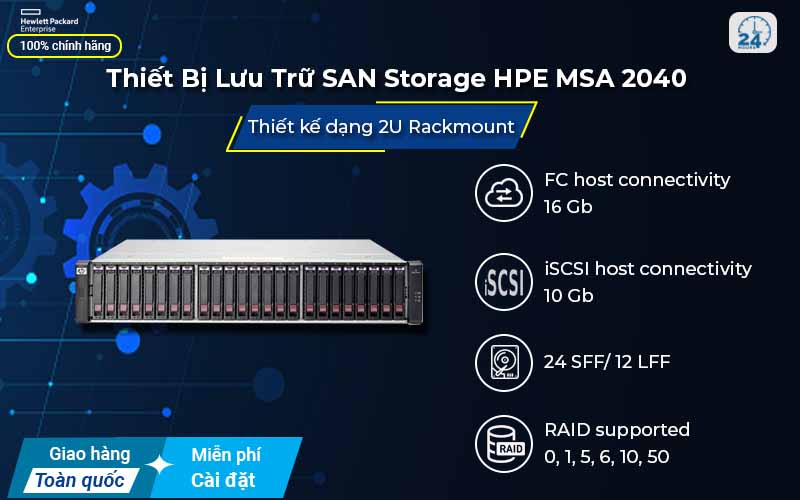 Thiết bị lưu trữ SAN Storage HPE MSA 2040 bảo vệ dữ liệu an toàn 