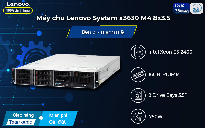 Máy chủ Lenovo System x3630 M4 8x3.5 phù hợp với doanh nghiệp SMEs