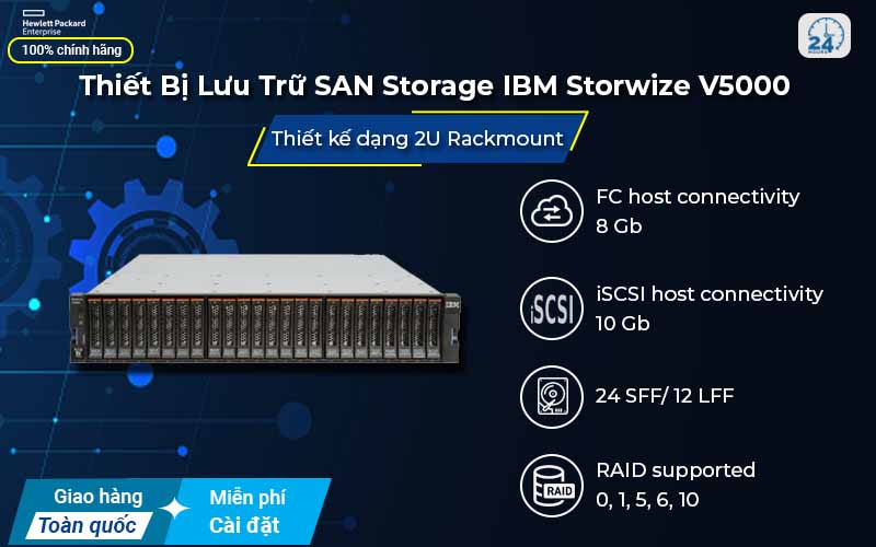 Thiết bị lưu trữ SAN Storage IBM Storwize V5000 bảo vệ dữ liệu an toàn 