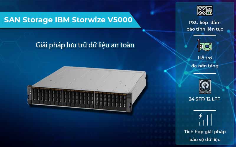 Thiết bị lưu trữ SAN Storage IBM Storwize V5000 thiết kế nhỏ gọn