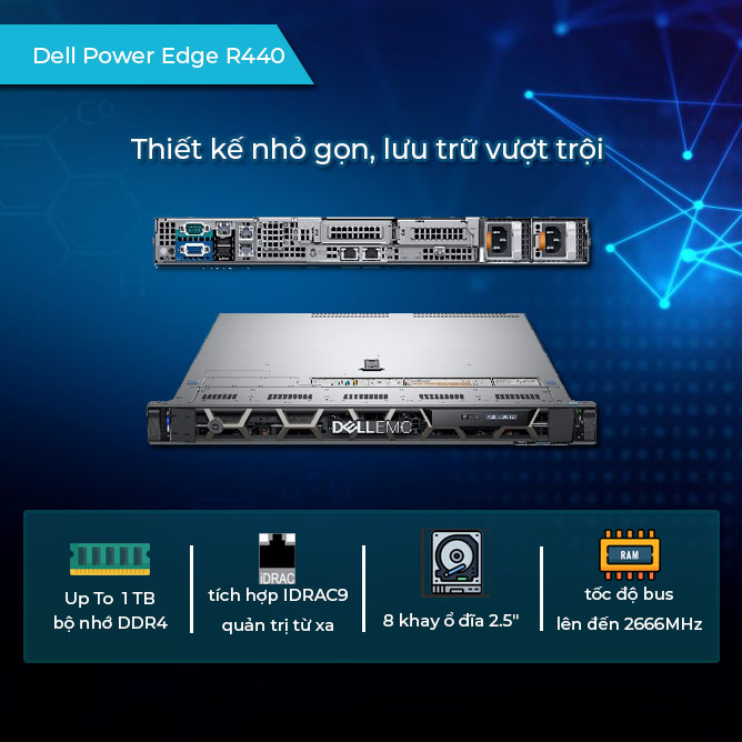 Máy chủ Dell PowerEdge R440 dễ dàng mở rộng