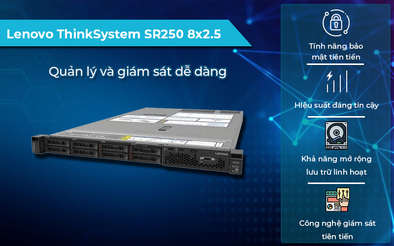 Máy chủ Lenovo ThinkSystem SR250 8x2.5 phù hợp với doanh nghiệp SMEs