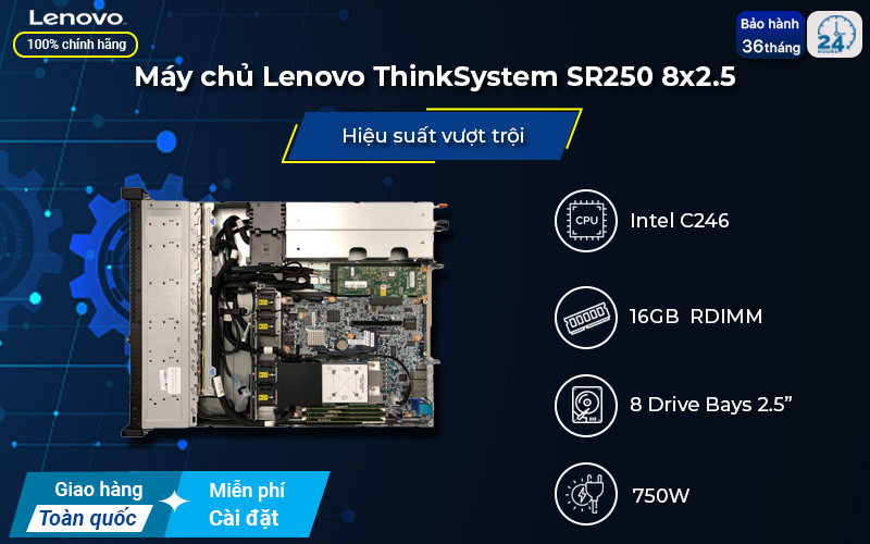 Máy chủ Lenovo ThinkSystem SR250 8x2.5 Rack dual-socket