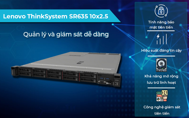 Máy chủ Lenovo ThinkSystem SR635 10x2.5 phù hợp với doanh nghiệp SMEs